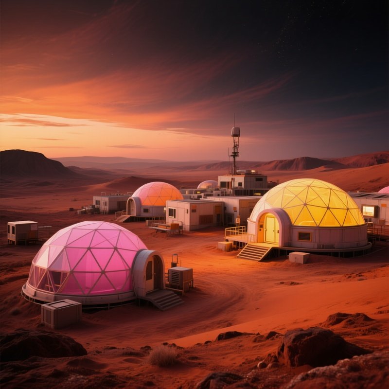 Mars Colony Domes At Dusk 3