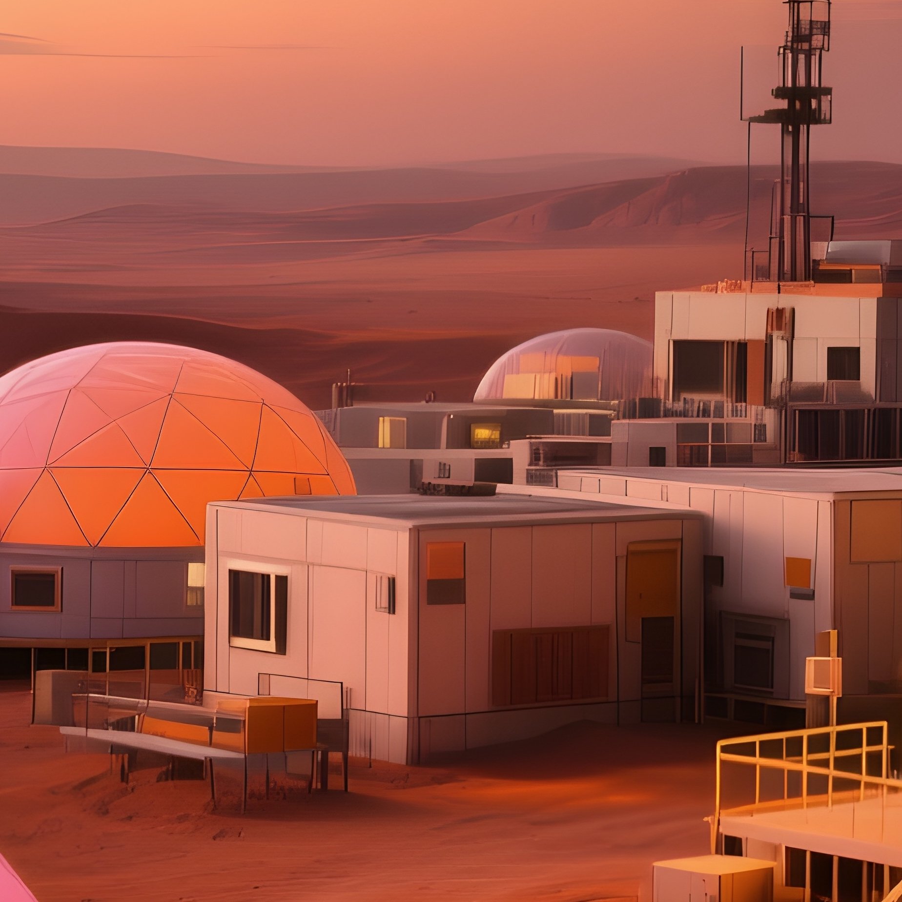Mars Colony Domes At Dusk 3 - Full Resolution Quality Preview