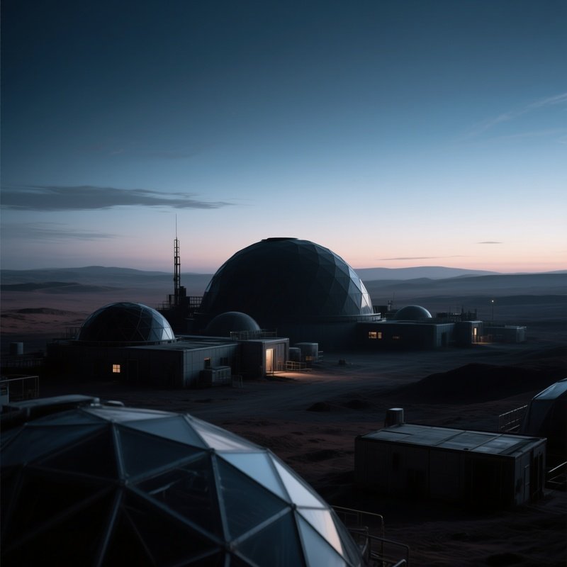 Mars Colony Domes At Dusk 5