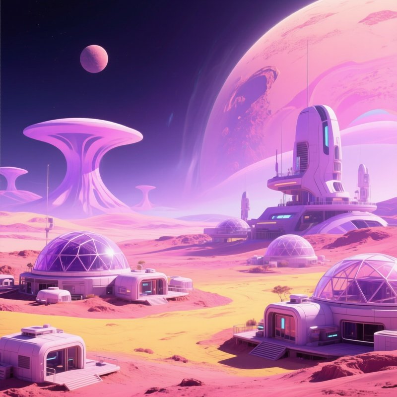 Mars Colony Domes At Dusk 6