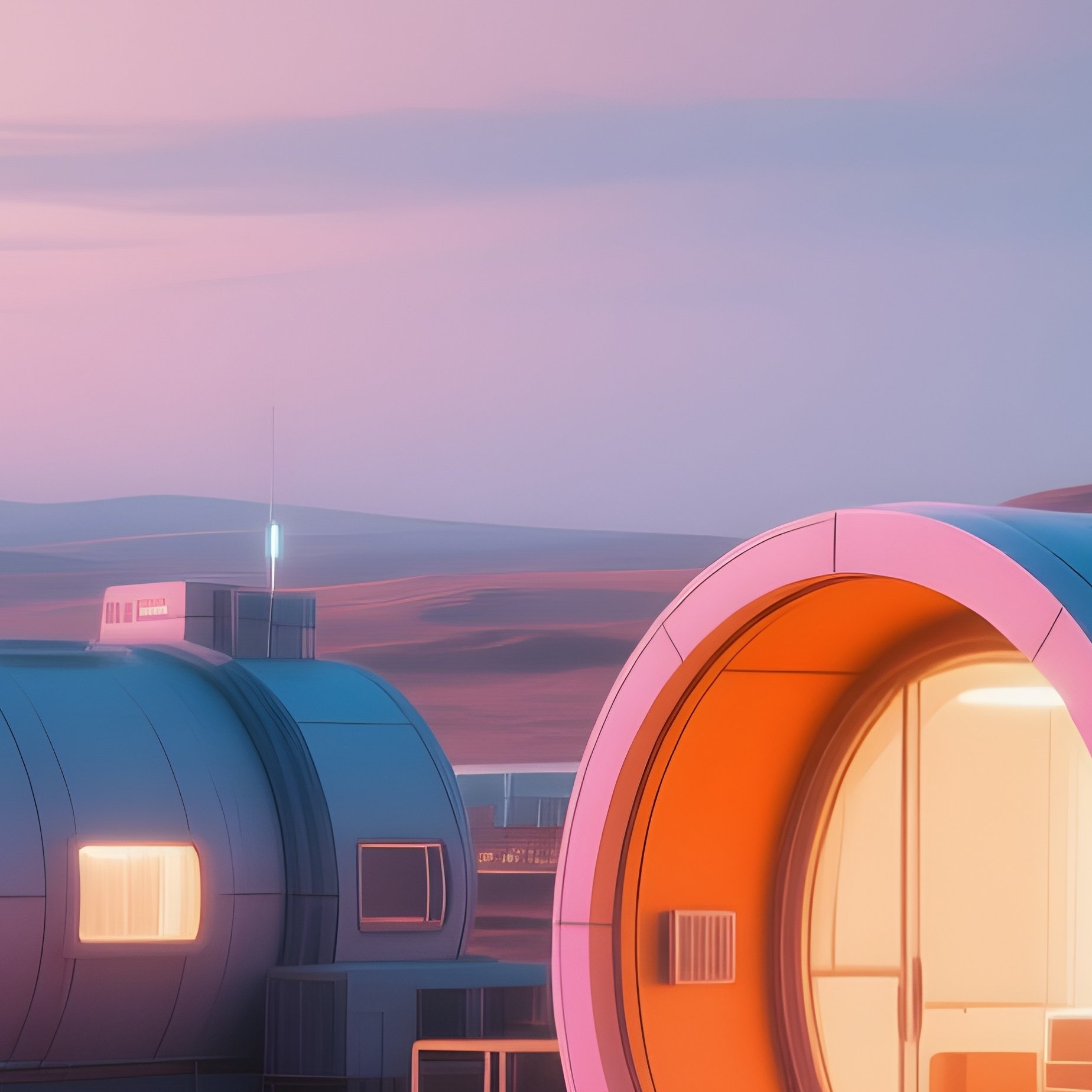 Mars Colony Domes At Dusk - Full Resolution Quality Preview