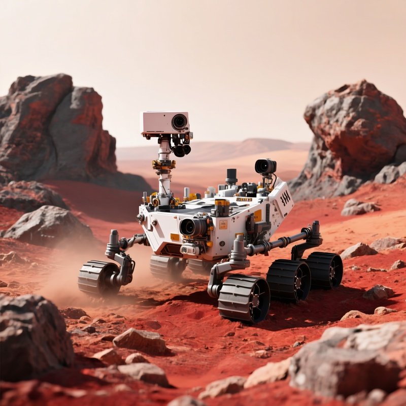 Mars Rover Exploring Rocks