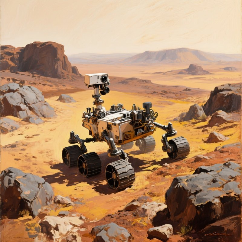 Mars Rover Exploring Rocks Paintings