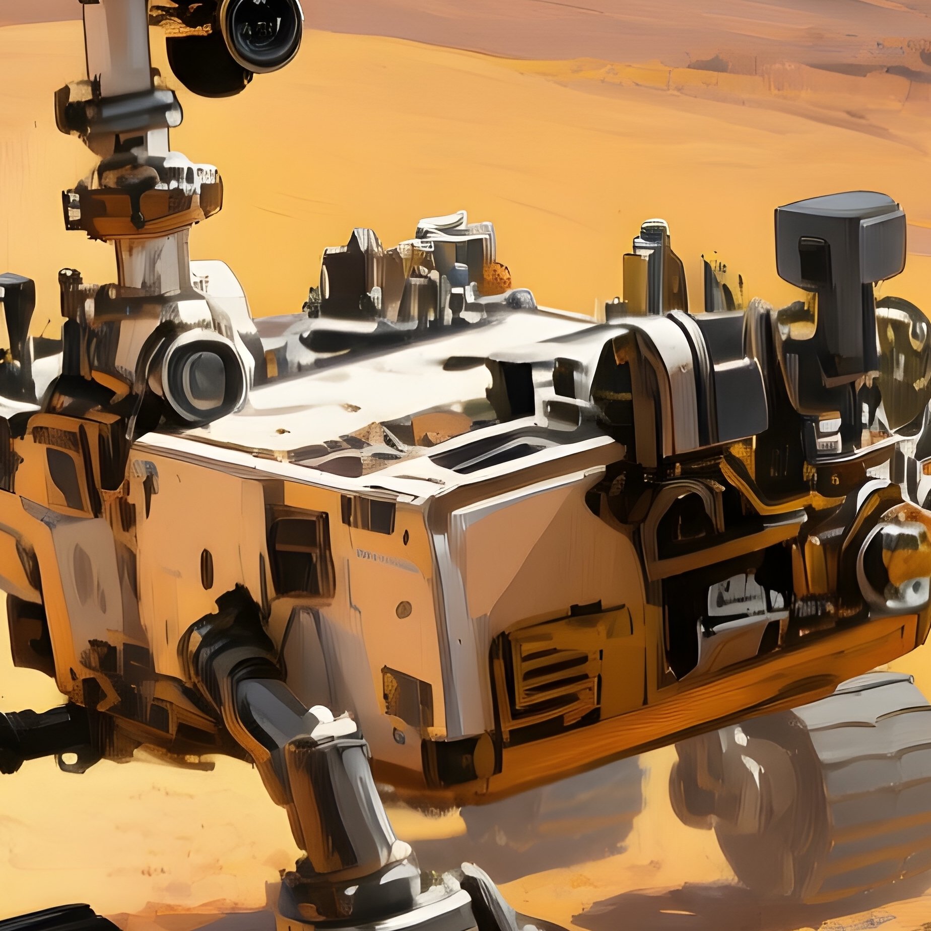 Mars Rover Exploring Rocks Paintings - Full Resolution Quality Preview