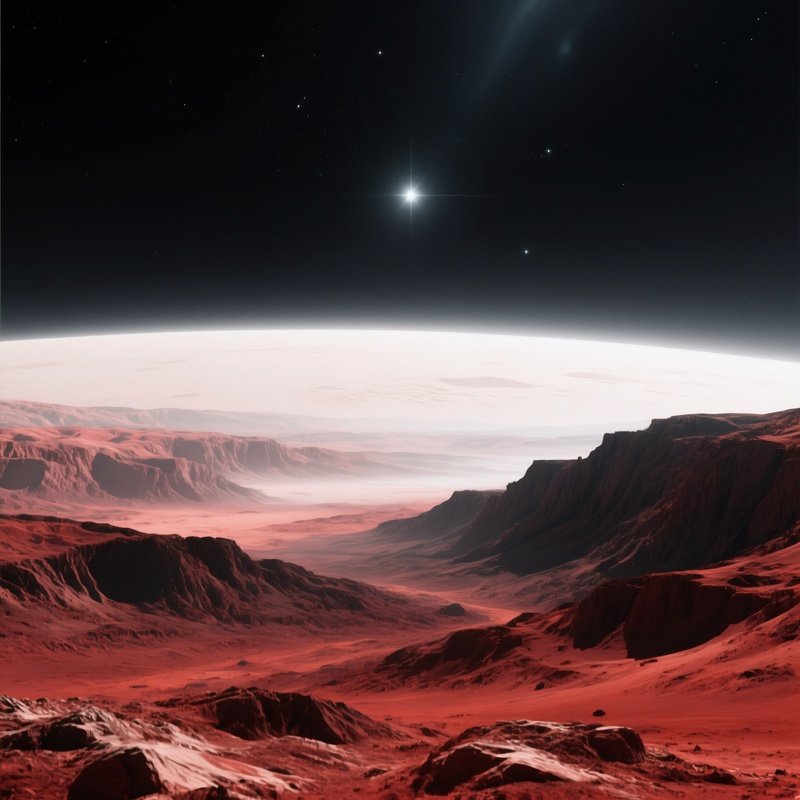 Mars Valley Under Stars Science Fiction Artwork