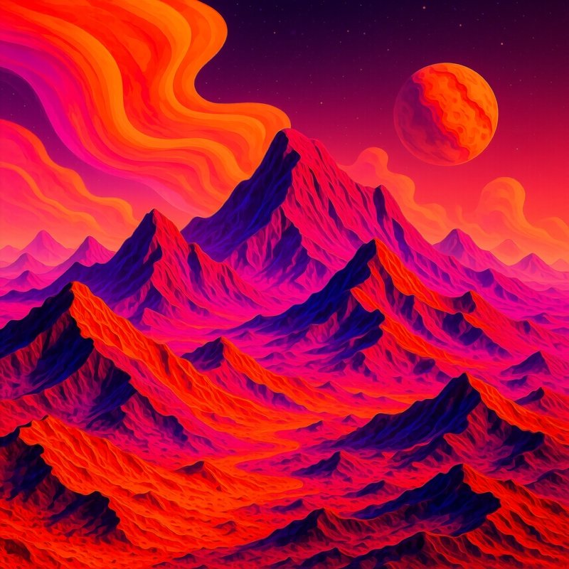 Martian Mountain View Artistic Landscape
