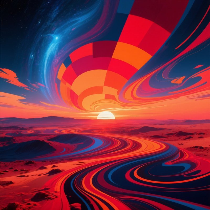 Martian Sunset Over Horizon Abstract Art