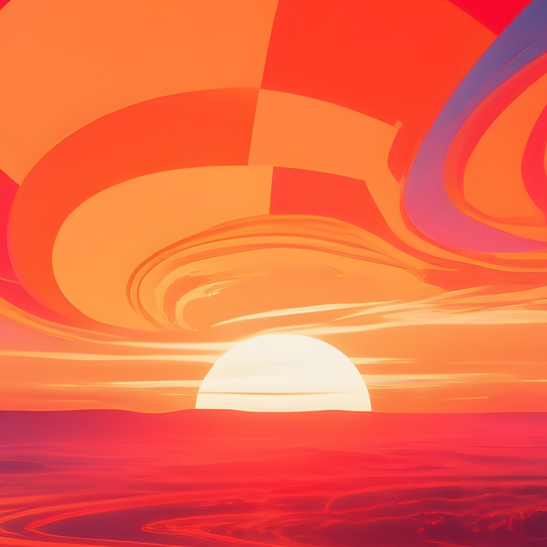 Martian Sunset Over Horizon Abstract Art - Full Resolution Quality Preview