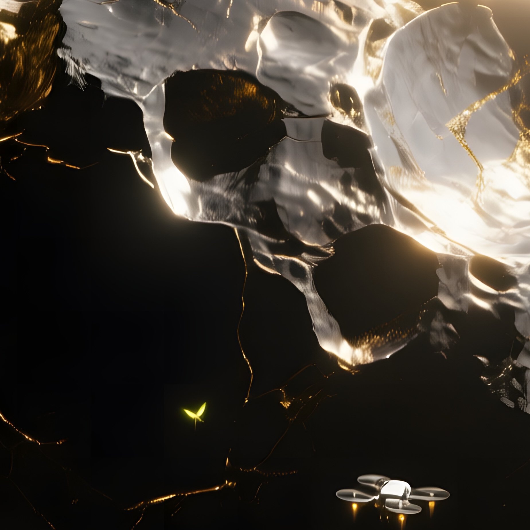 Massive Metallic Asteroid With Drones - Full Resolution Quality Preview