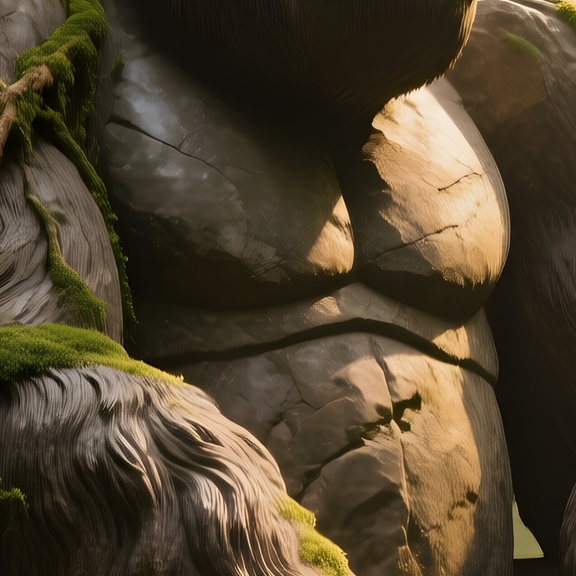 Massive Stone Gorilla In Ancient Jungle - Full Resolution Quality Preview