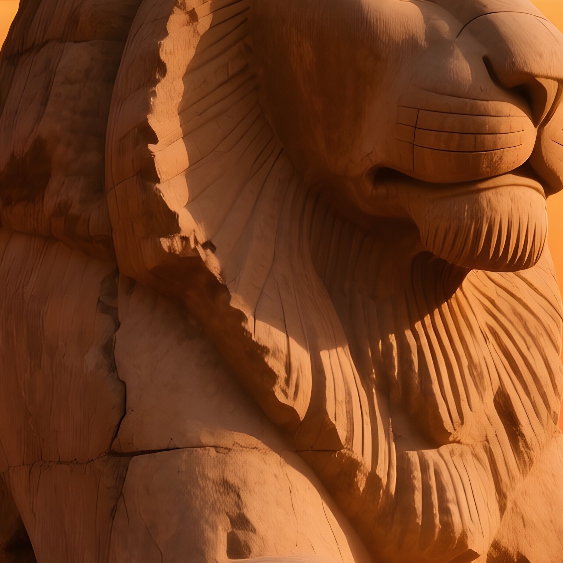 Massive Stone Lioness Desert Dune Sunset - Full Resolution Quality Preview