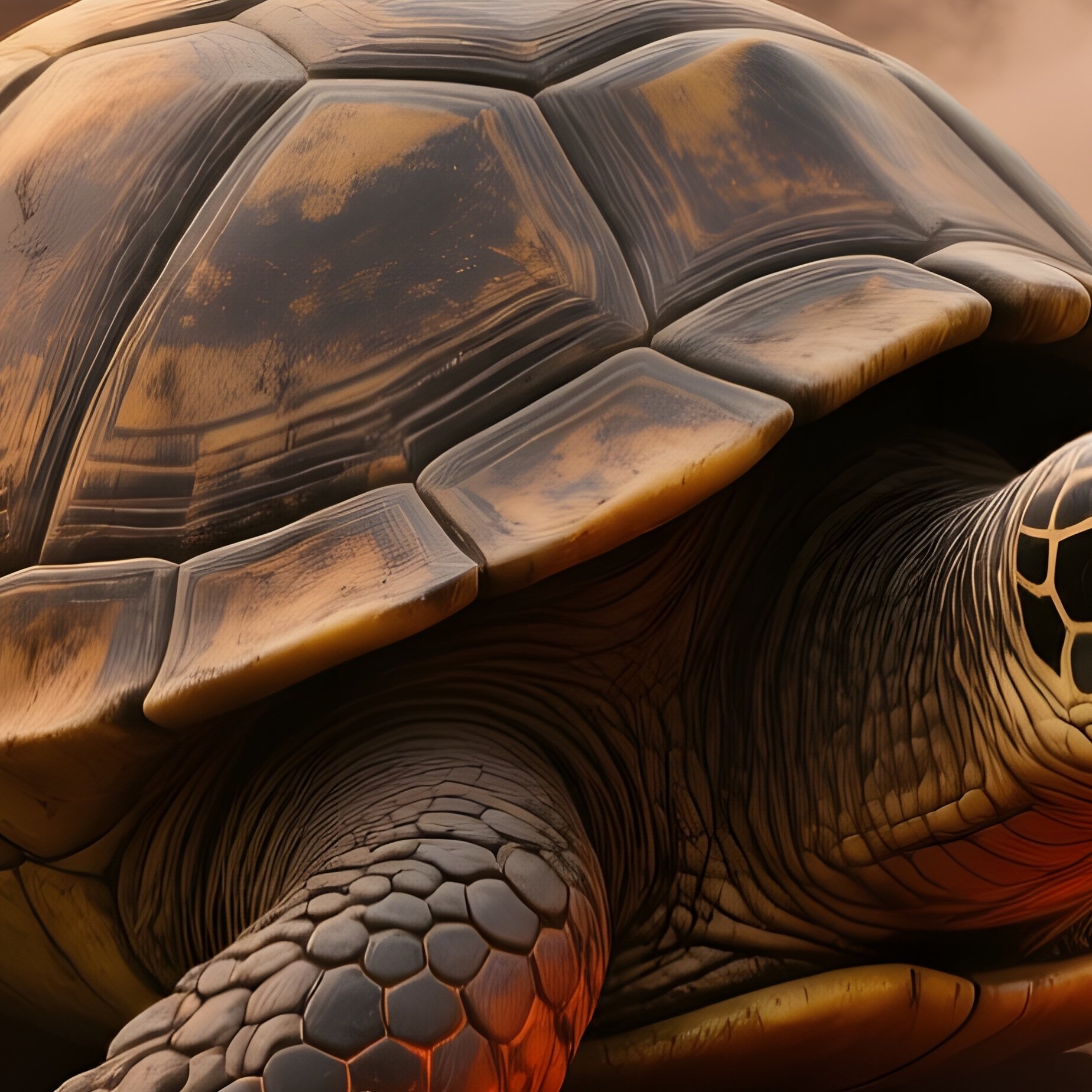 Massive Stone Turtle Emerging From Volcanic Crater Lake At Sunrise - Full Resolution Quality Preview