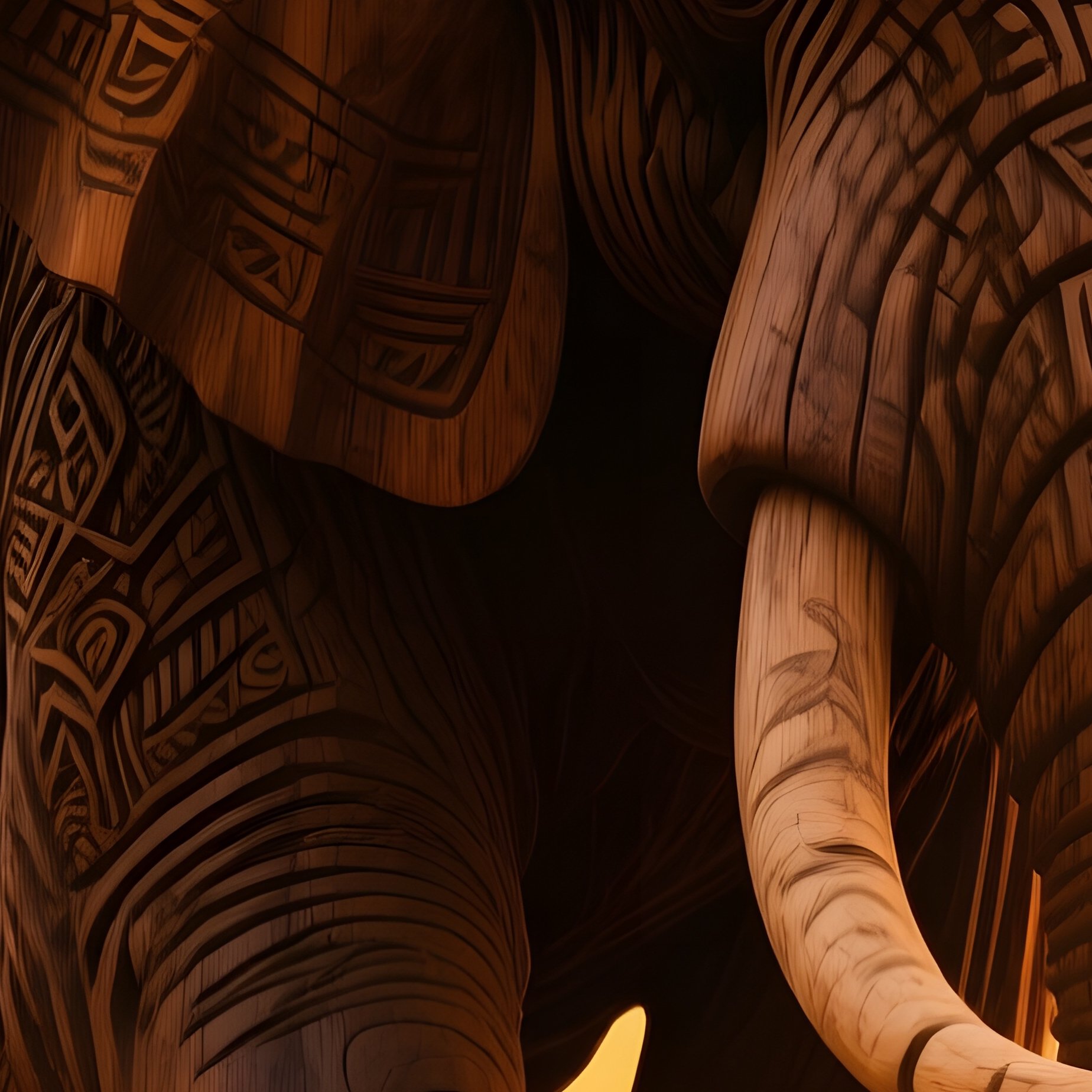 Massive Wooden Elephant Savanna Sunset - Full Resolution Quality Preview