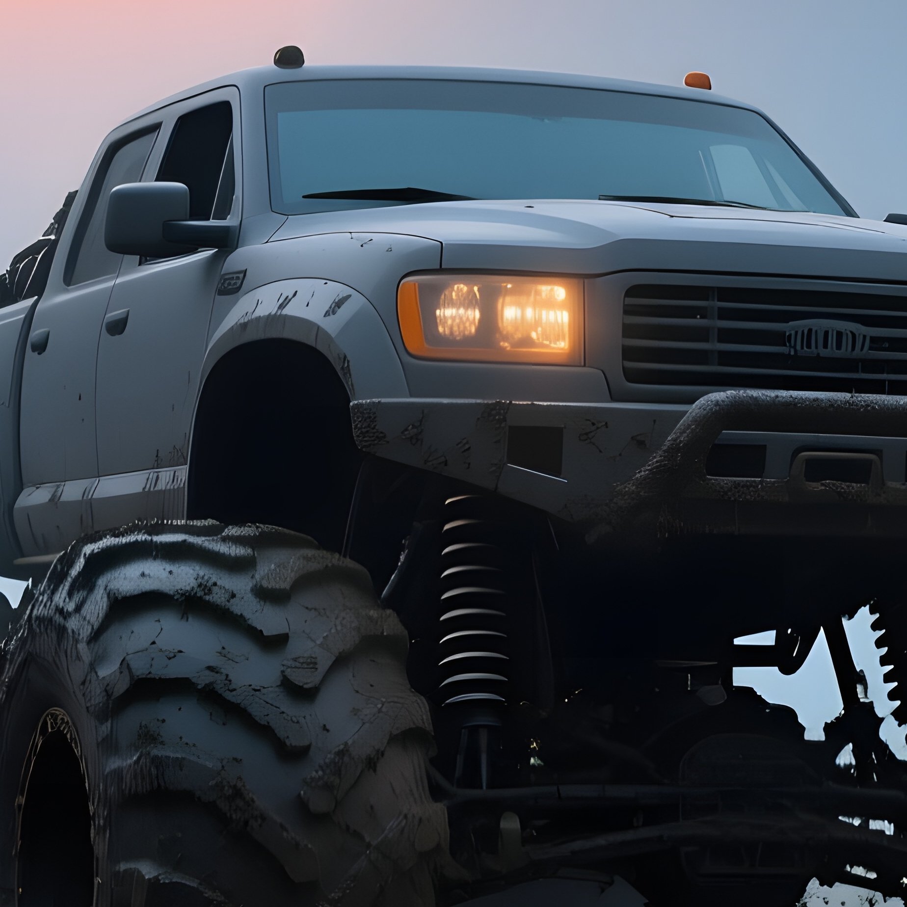 Matte Gray Monster Truck Swamp Dawn - Full Resolution Quality Preview