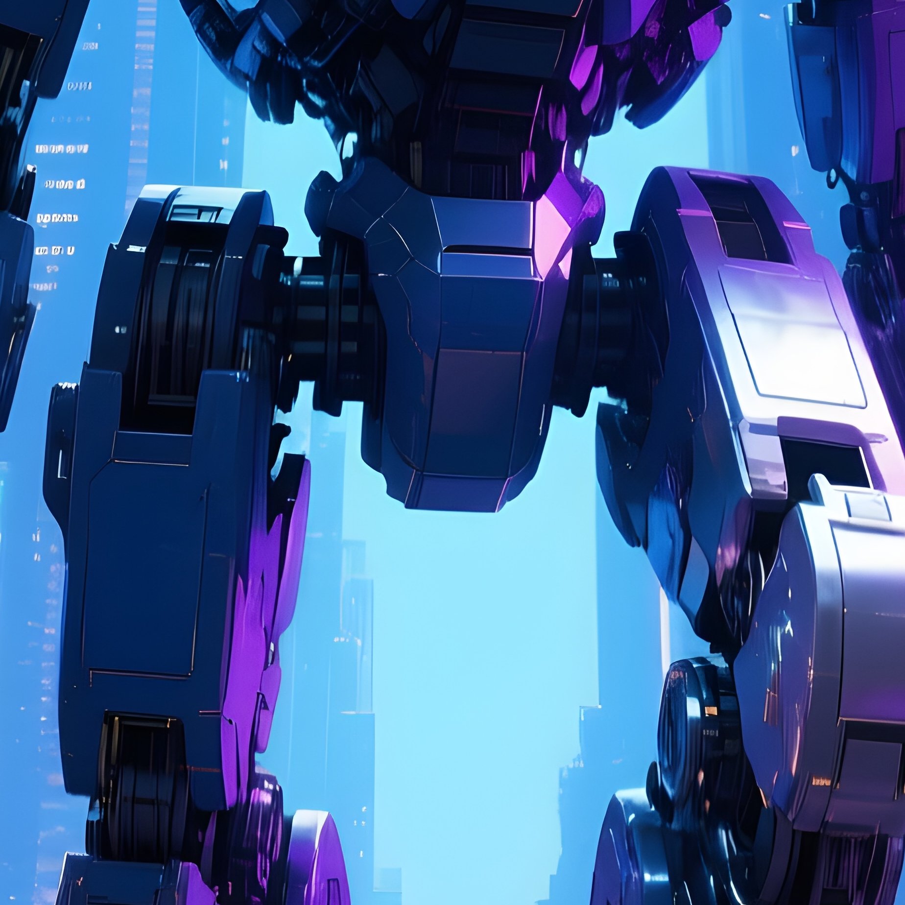 Mech Walker Stepping On Futuristic City Street - Full Resolution Quality Preview