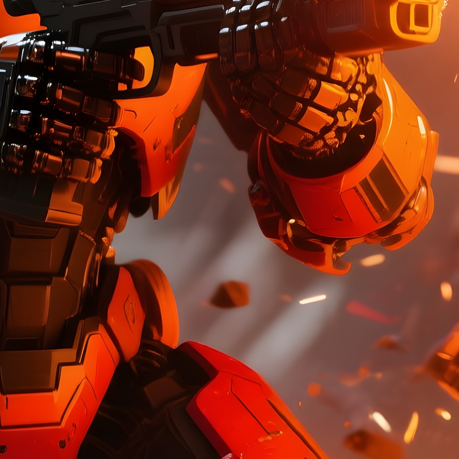 Mechanical Armor Armed With Flame Thrower - Full Resolution Quality Preview