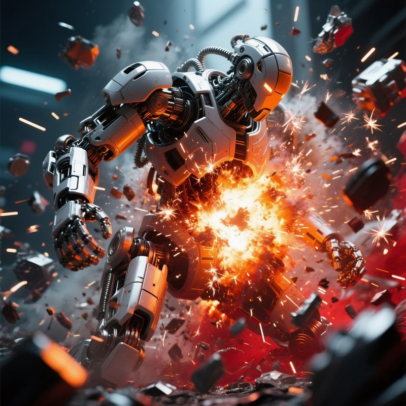 Mechanical Automaton Exploding With Sparks