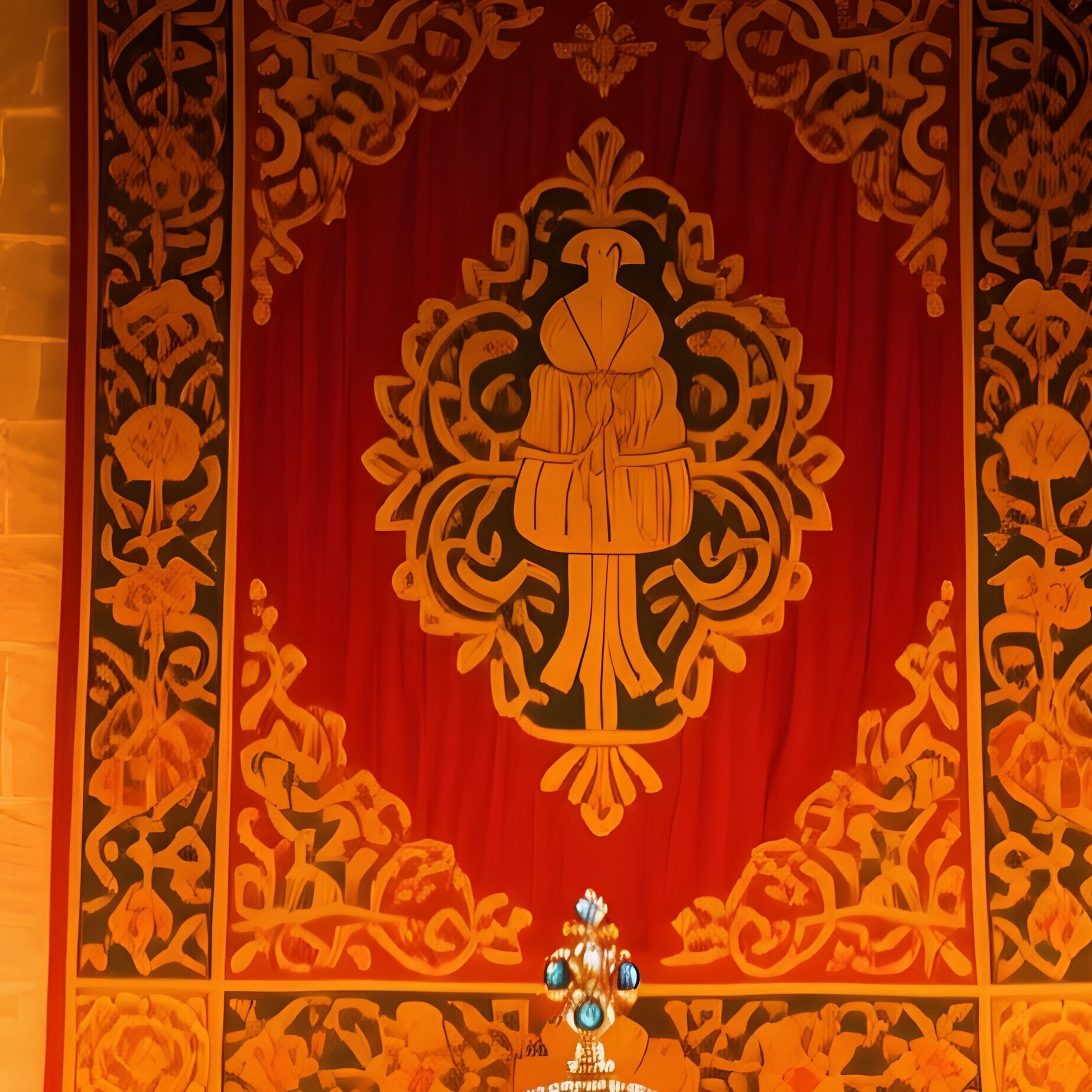 Medieval Castle Chapel Altar Candles Candelabras Tapestry Reliquary - Full Resolution Quality Preview