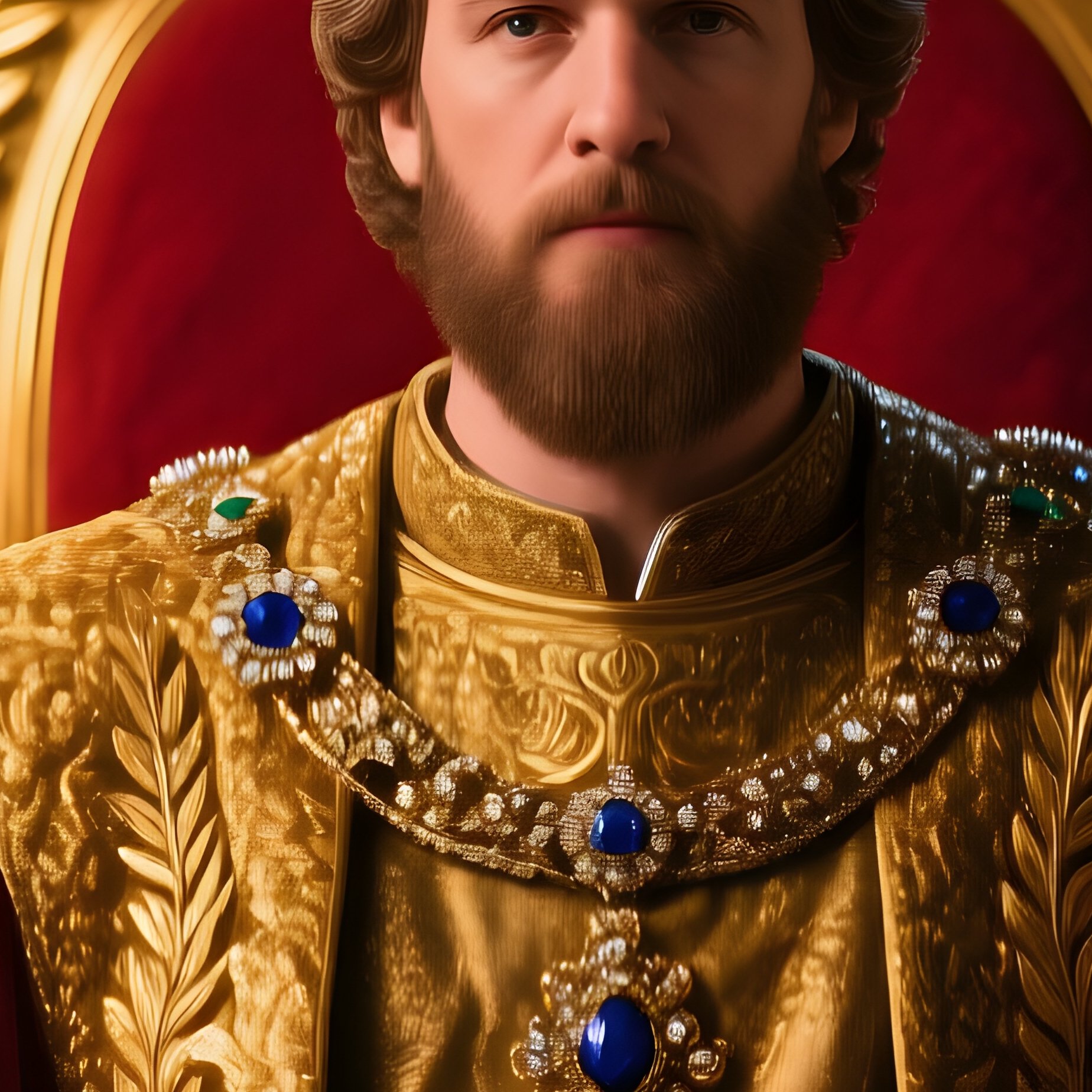 Medieval King On Golden Throne Holding Scepter - Full Resolution Quality Preview