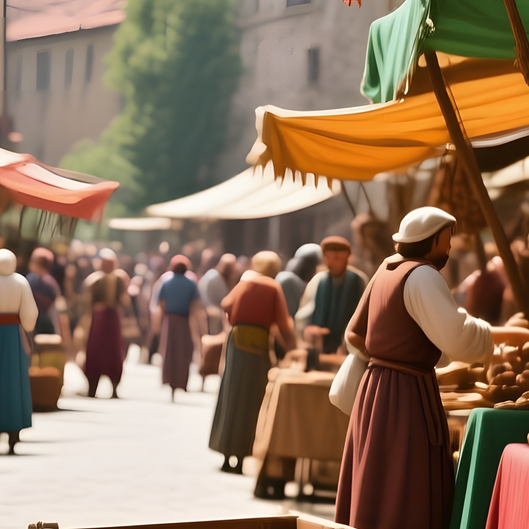 Medieval Market Square At Noon - Full Resolution Quality Preview