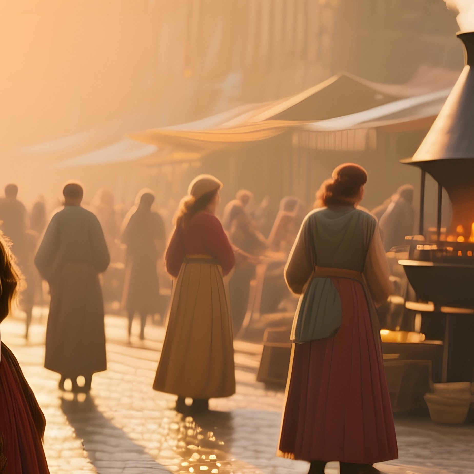 Medieval Market Square At Sunrise - Full Resolution Quality Preview