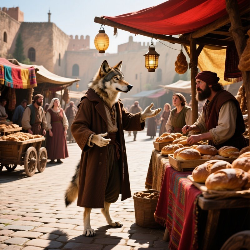 Medieval Market Square Wolf Merchant