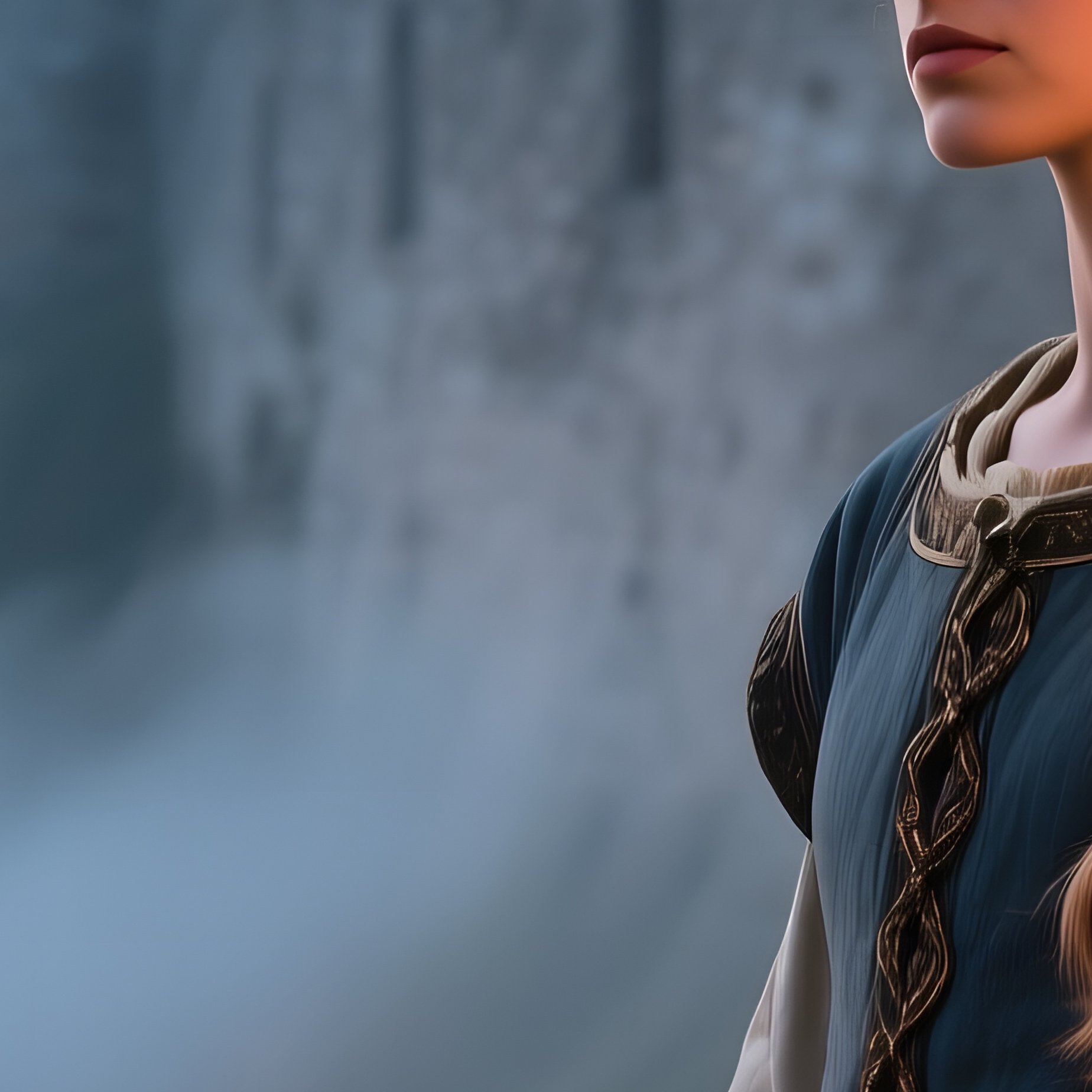 Medieval Reenactor By Stone Castle At Dawn - Full Resolution Quality Preview