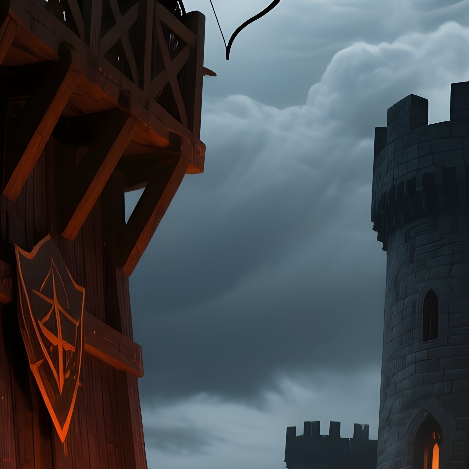 Medieval Siege Tower At Night - Full Resolution Quality Preview