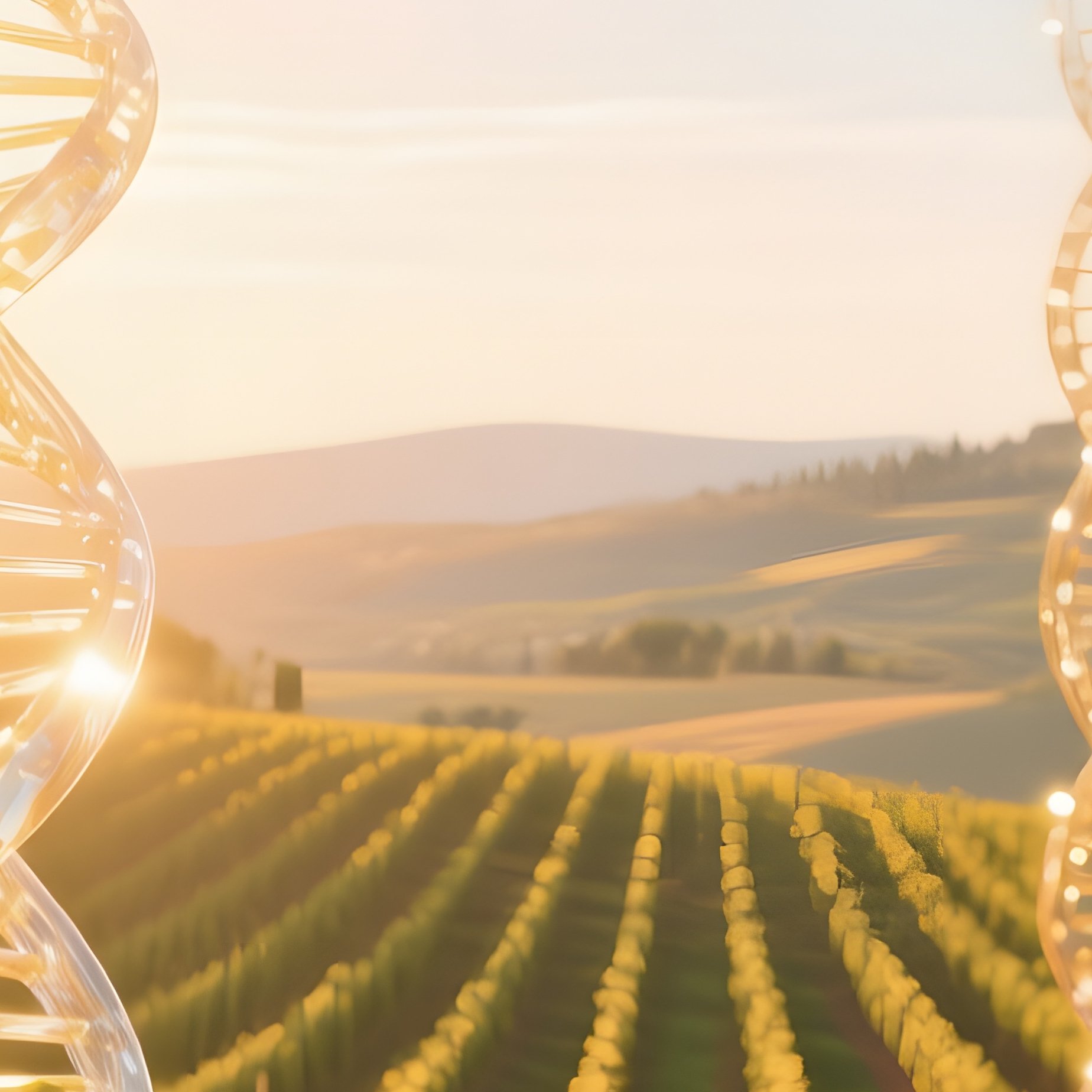 Mediterranean Vineyard With Dna Glass Sculptures At Harvest - Full Resolution Quality Preview