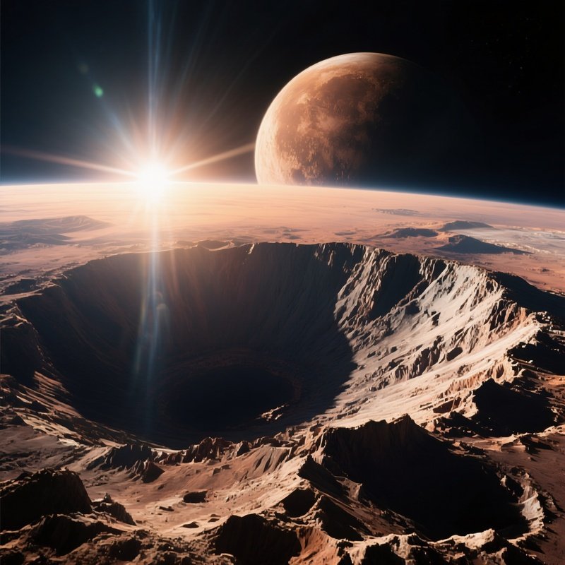 Mercury Dawn Crater Sunlight