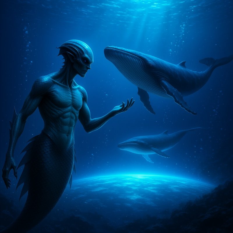 Mermaid Singing To Whales Underwater Image 2