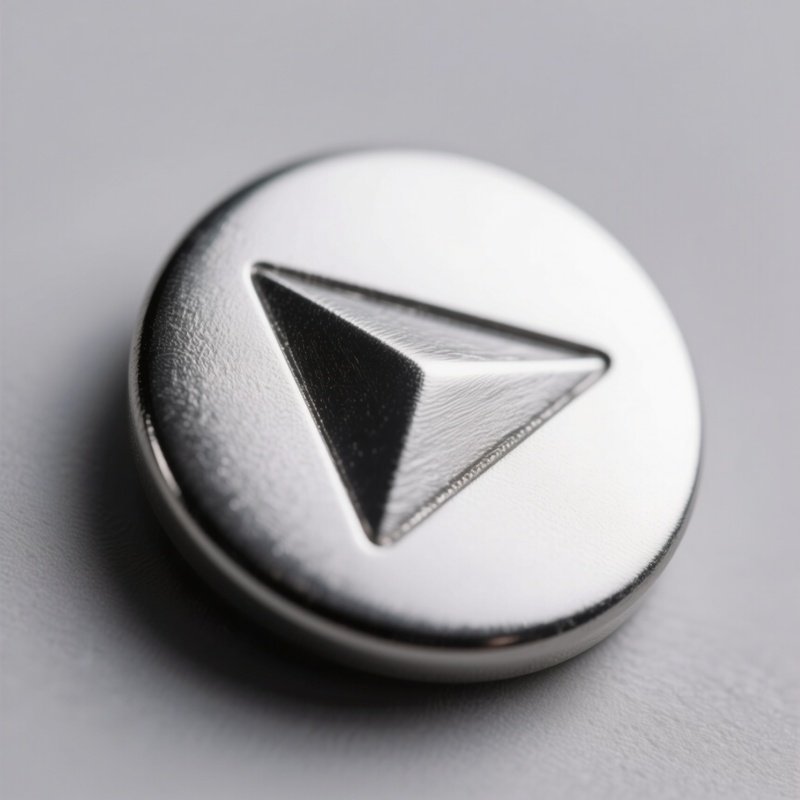 Metal Button Debossed Triangle Right Shadow Symbol