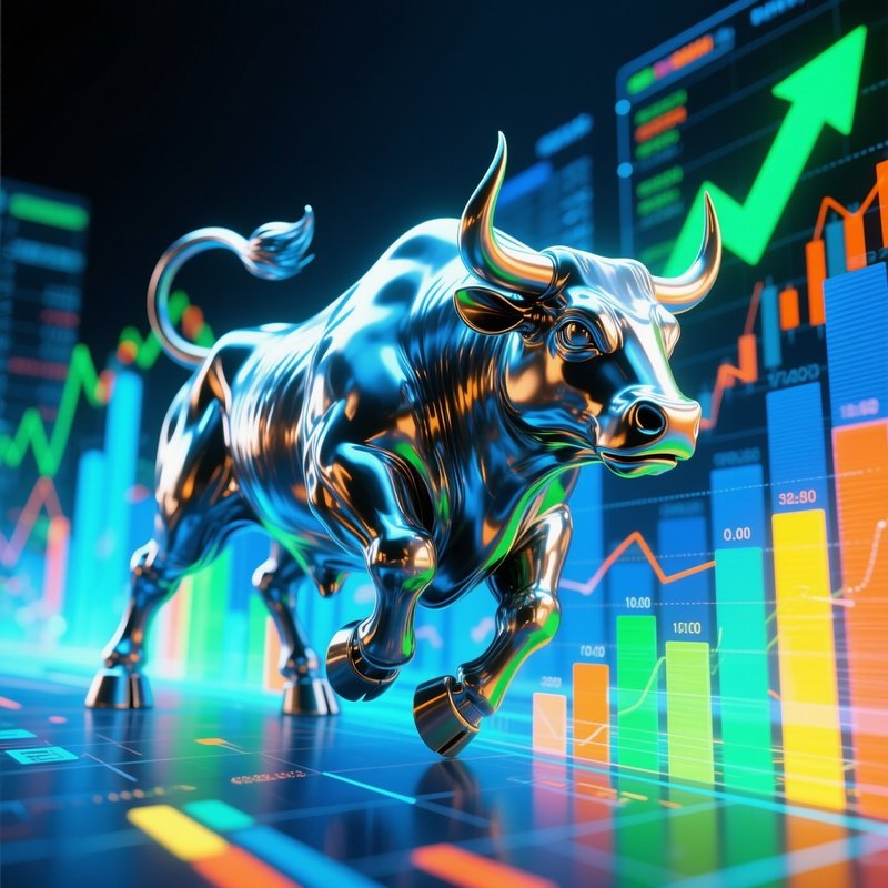 Metallic Bull Financial Charts Digital Art