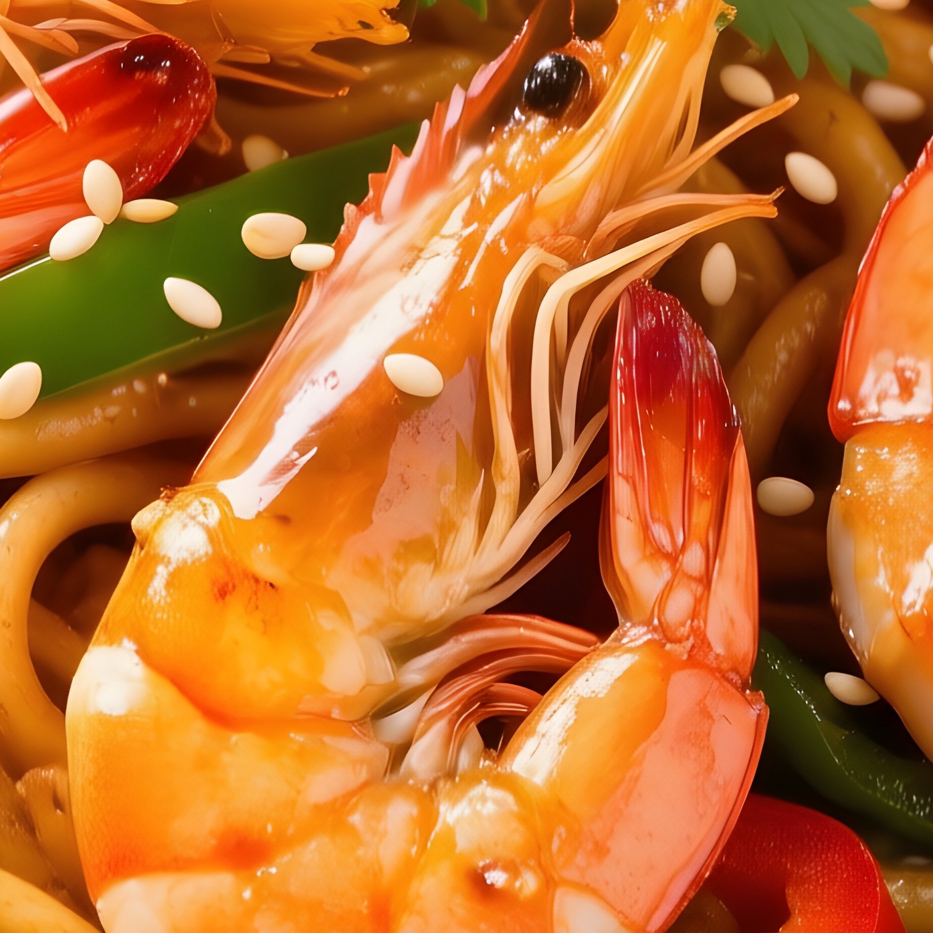 Mi Xao Gion Crispy Fried Noodles Topped With Stir Fried Seafood And Vegetables - Full Resolution Quality Preview