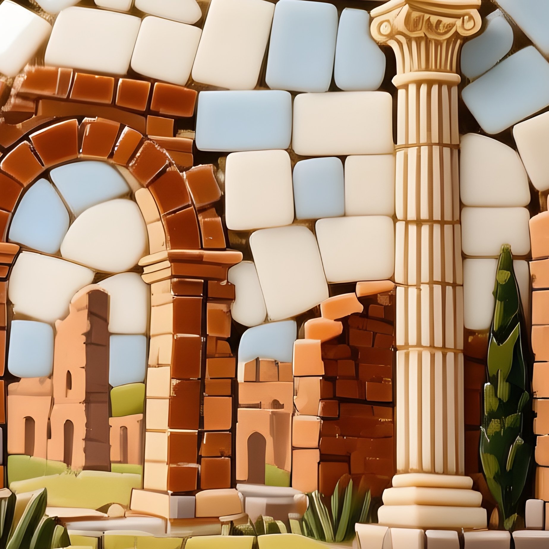 Micromosaic Brooch Roman Ruins - Full Resolution Quality Preview