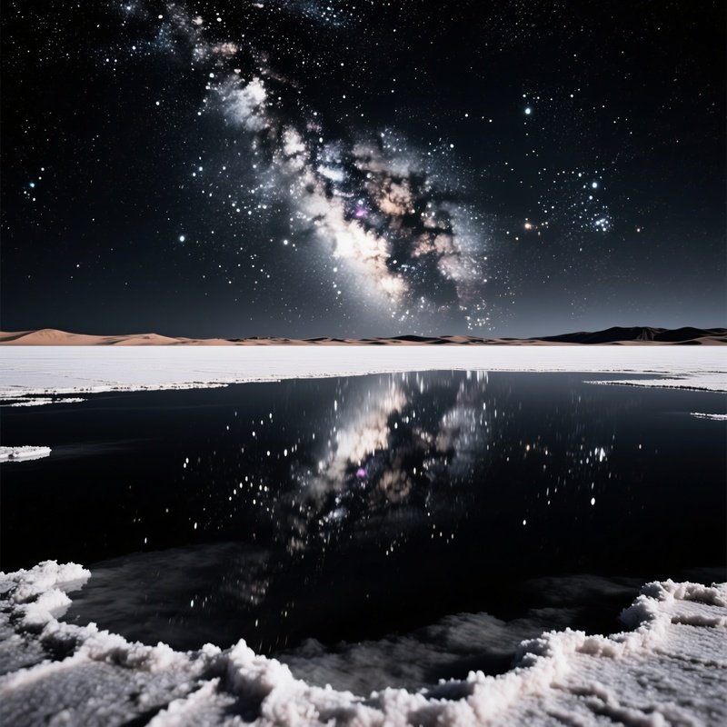 Milky Way Reflected Desert Salt Lake
