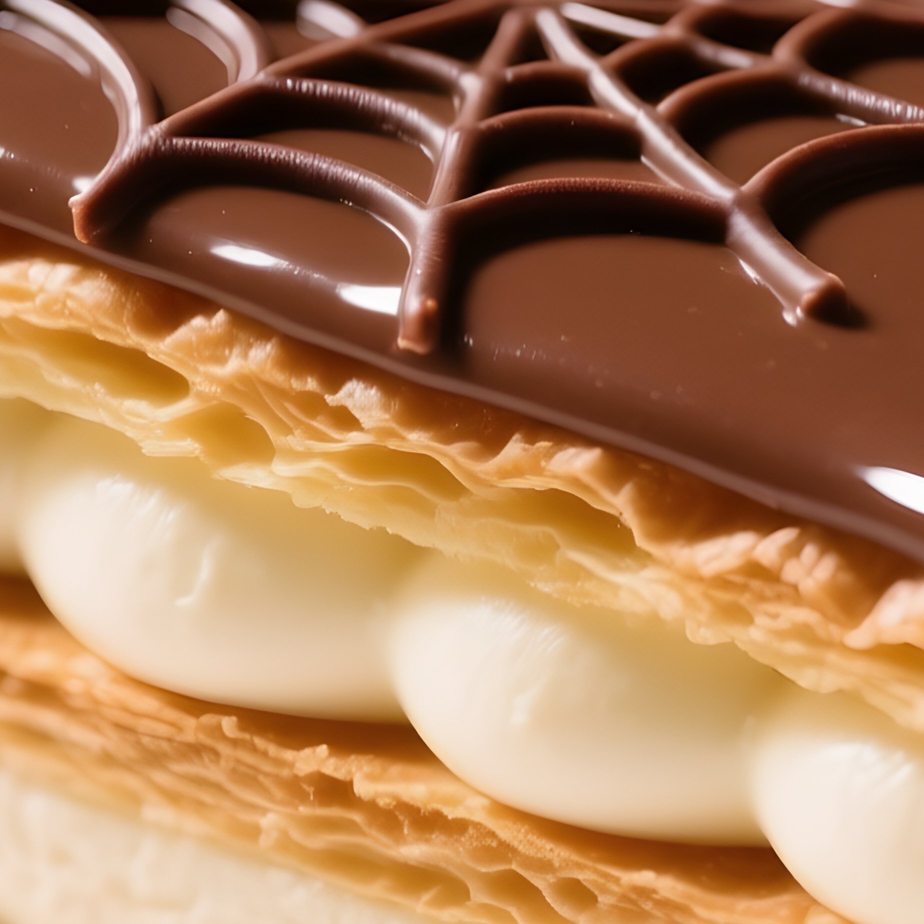 Mille Feuille Pastry With Chocolate Spiderweb - Full Resolution Quality Preview