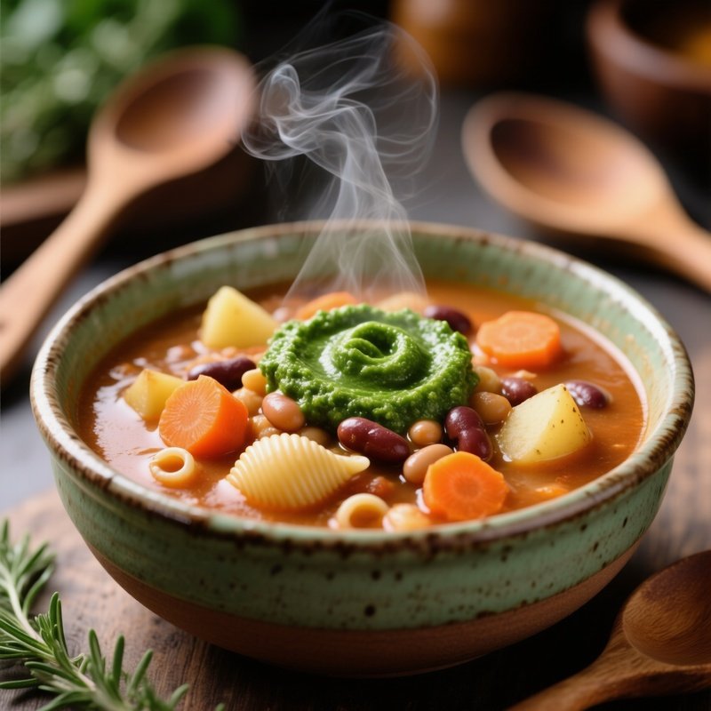 Minestrone Soup With Pesto Swirl