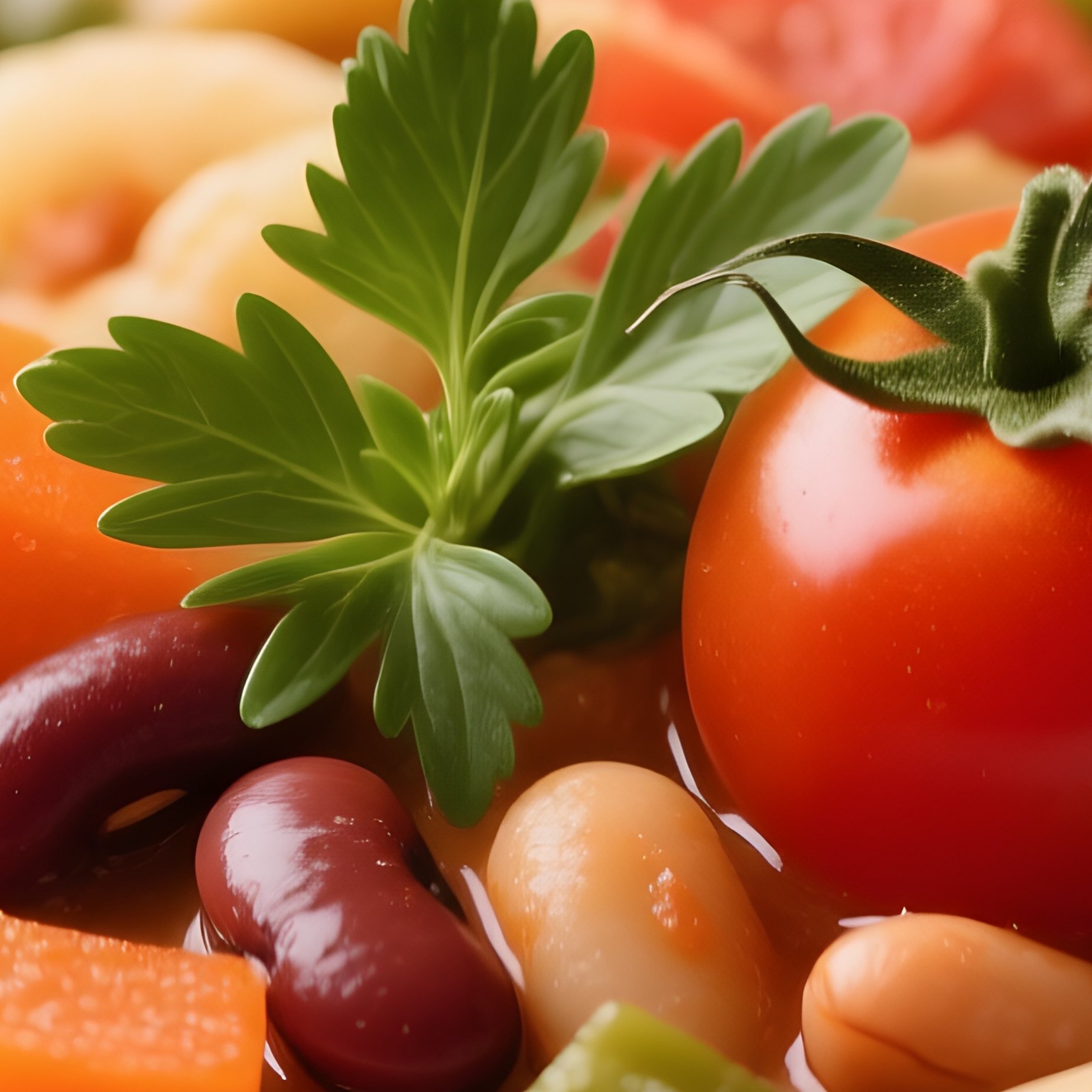 Minestrone Soup With Seasonal Vegetables, Beans, Pasta, Tomato, And Herbs - Full Resolution Quality Preview