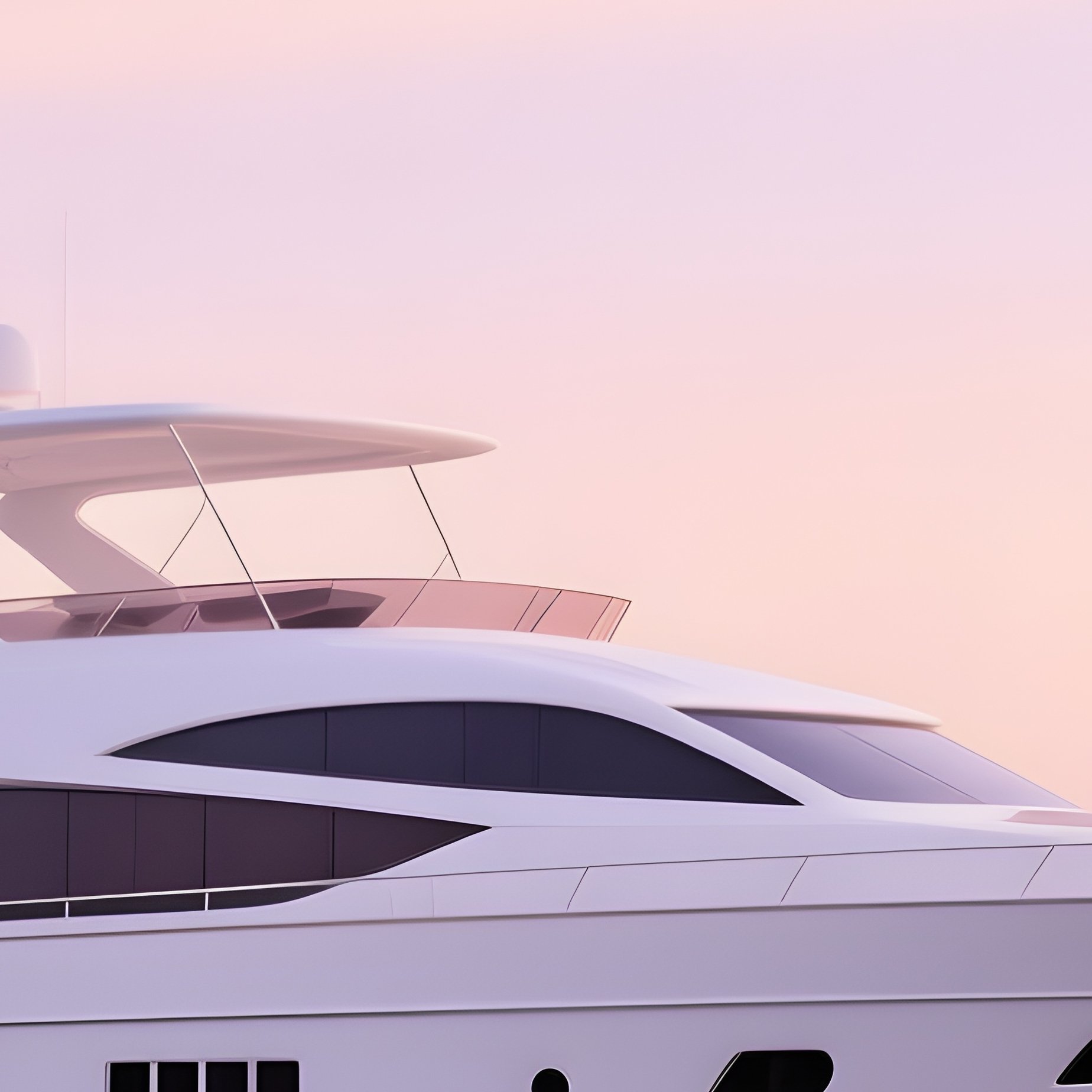 Minimalist White Yacht Drifting Under Pastel Evening Sky - Full Resolution Quality Preview