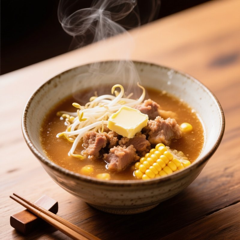 Miso Ramen With Fermented Soybean Paste Broth Corn Butter Bean Sprouts And Ground Pork