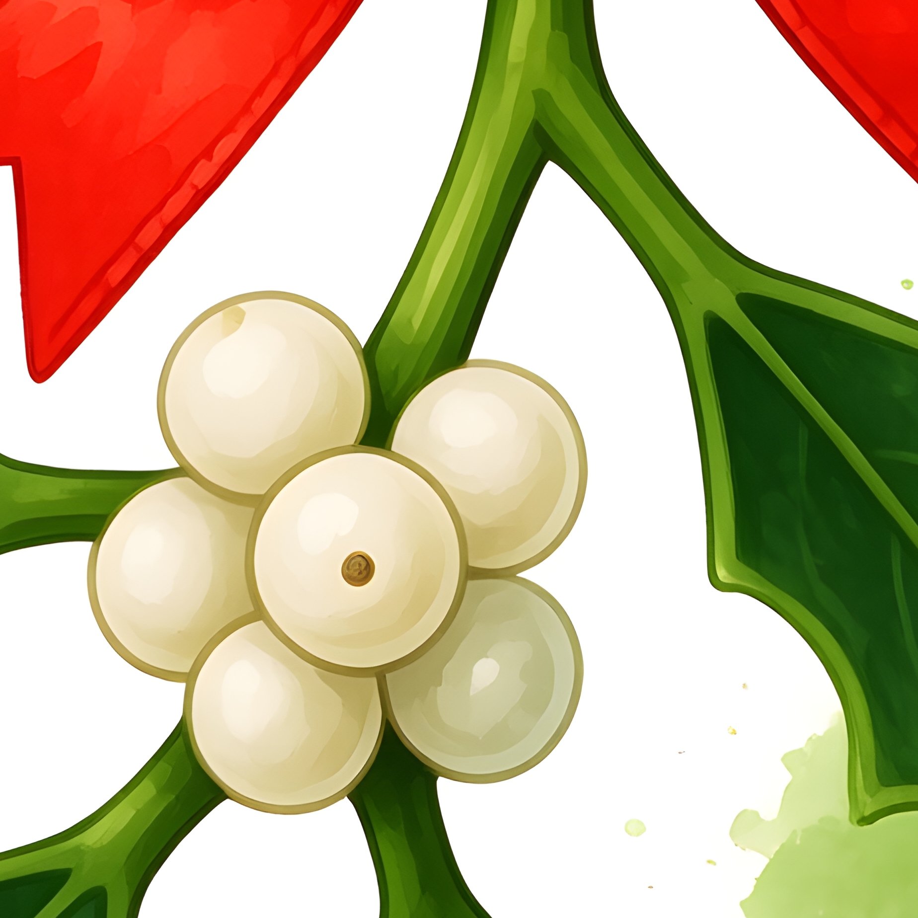 Mistletoe Branch With A Red Ribbon Mistletoe Christmas - Full Resolution Quality Preview