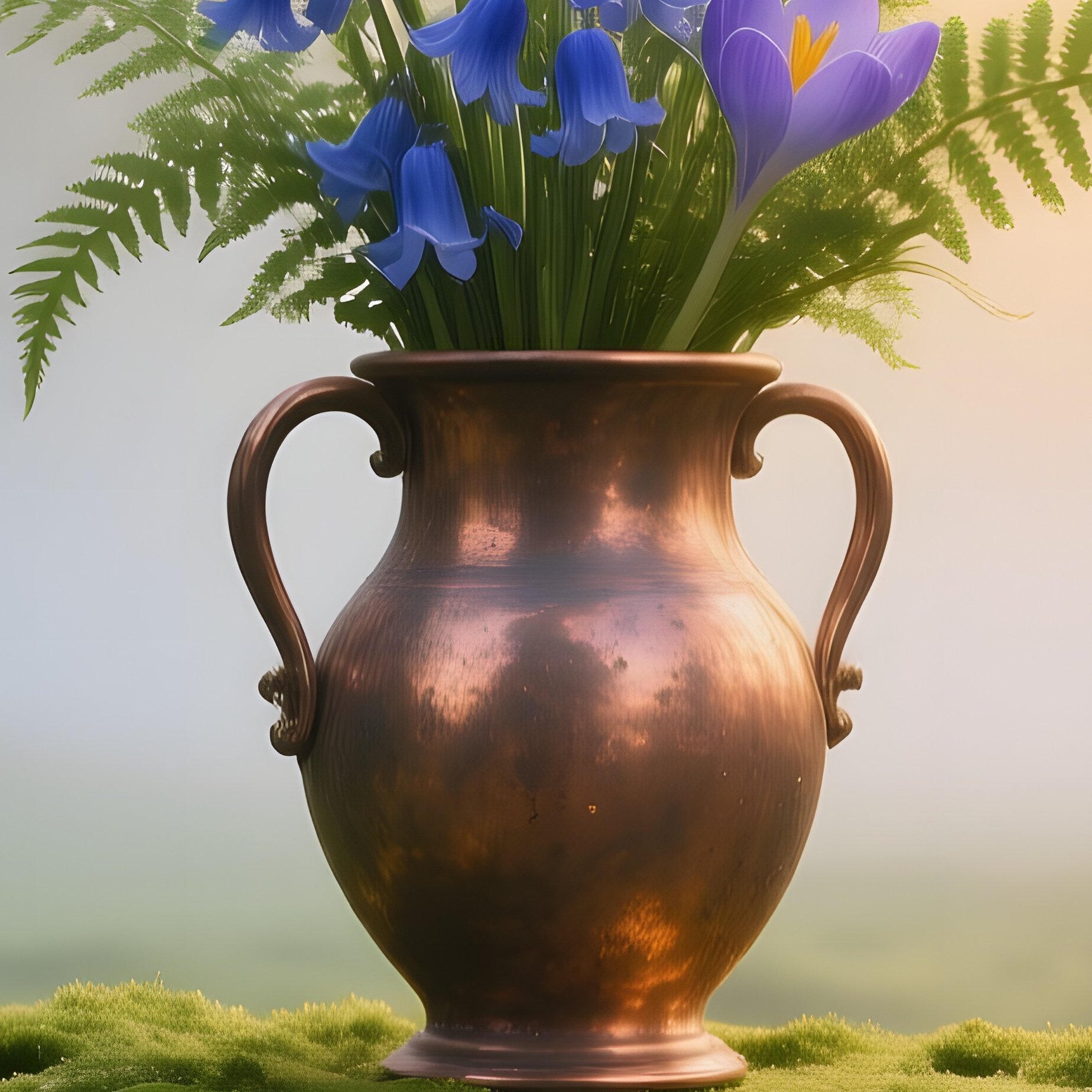 Misty Forest Clearing At Dawn With Copper Vase - Full Resolution Quality Preview