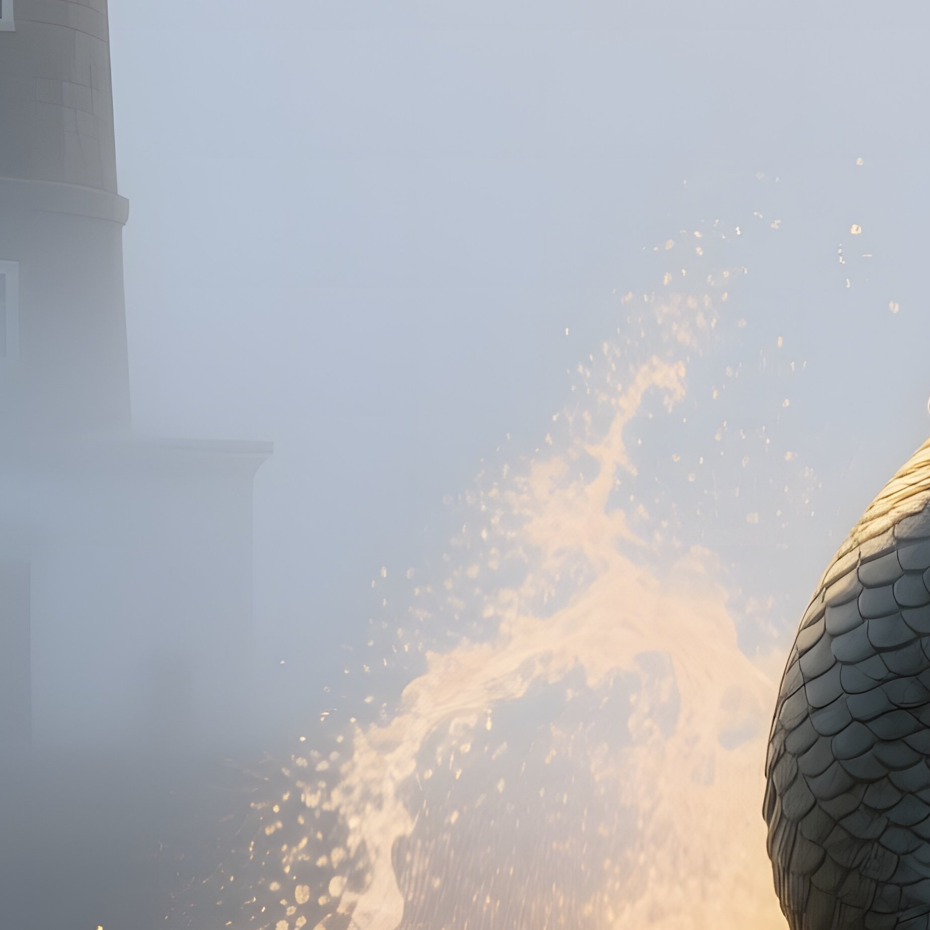 Misty Morning Coastal Lighthouse Granite Mermaid - Full Resolution Quality Preview