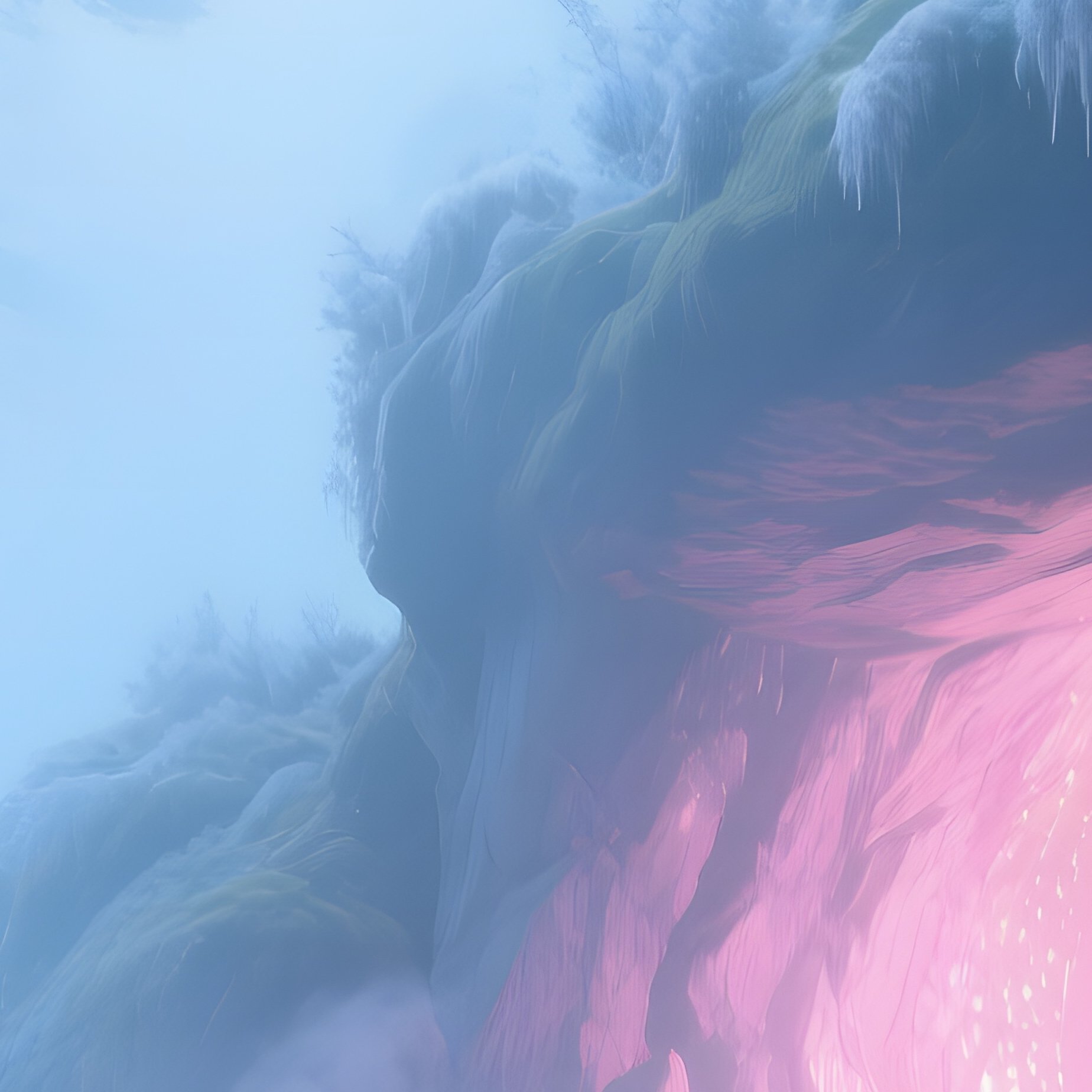 Misty Morning Enchanted Pine Forest Grotto - Full Resolution Quality Preview