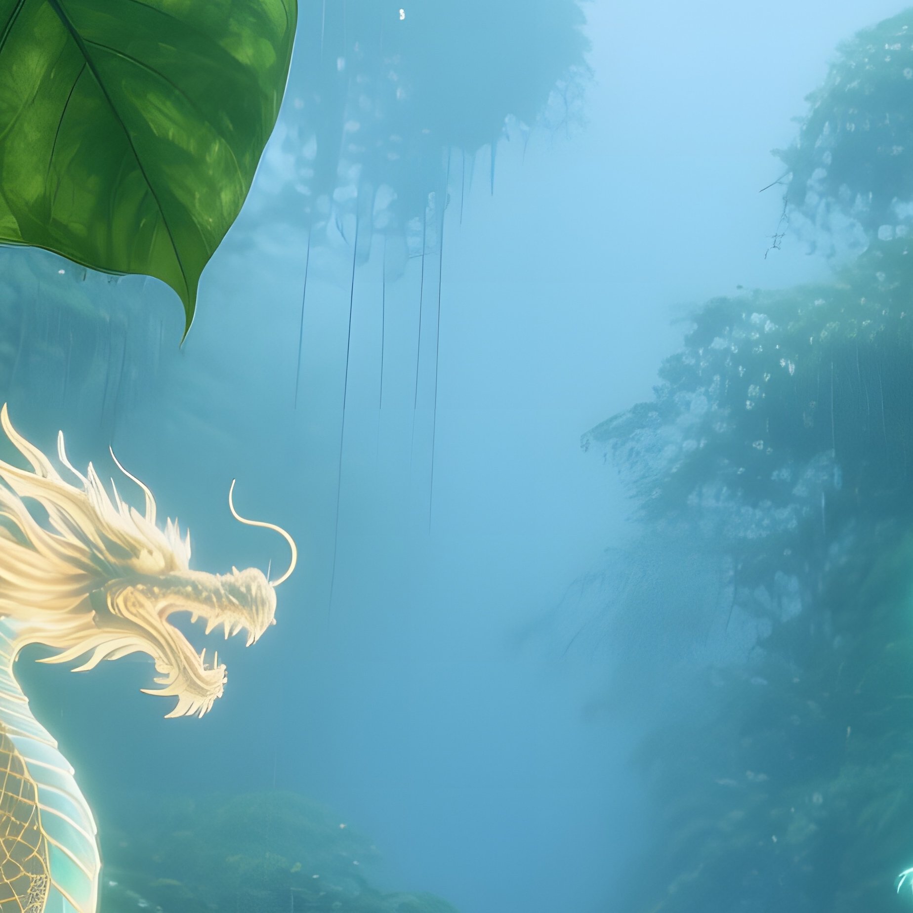 Misty Rainforest Canopy At Dawn Holographic Creatures - Full Resolution Quality Preview