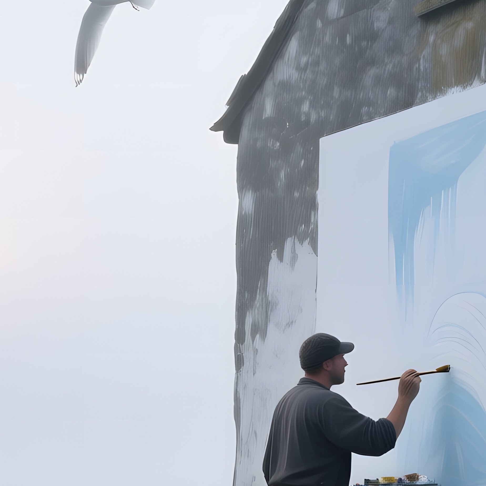 Misty Scottish Loch Dawn Painter Fresco - Full Resolution Quality Preview