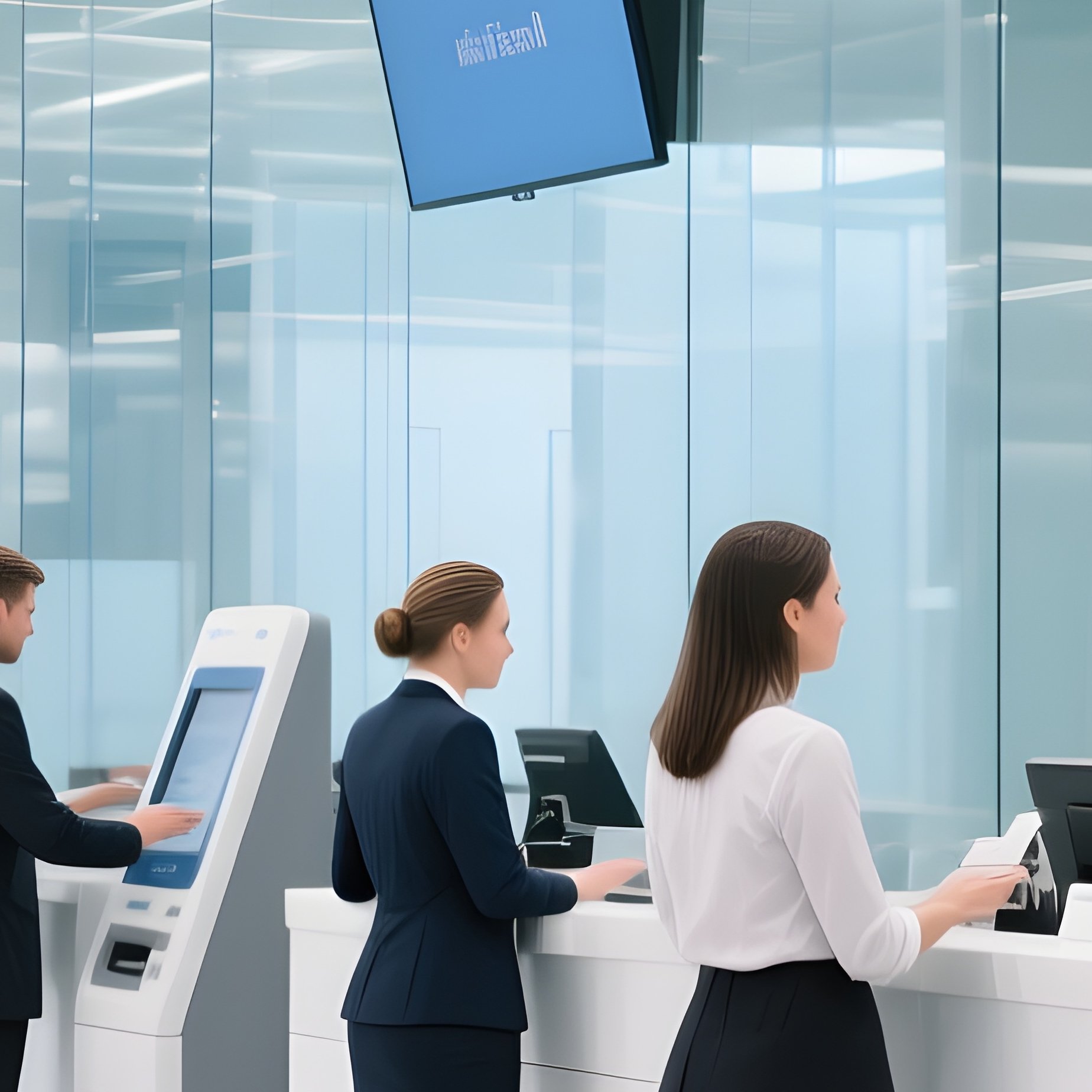 Modern Bank Branch With Customers And Staff - Full Resolution Quality Preview