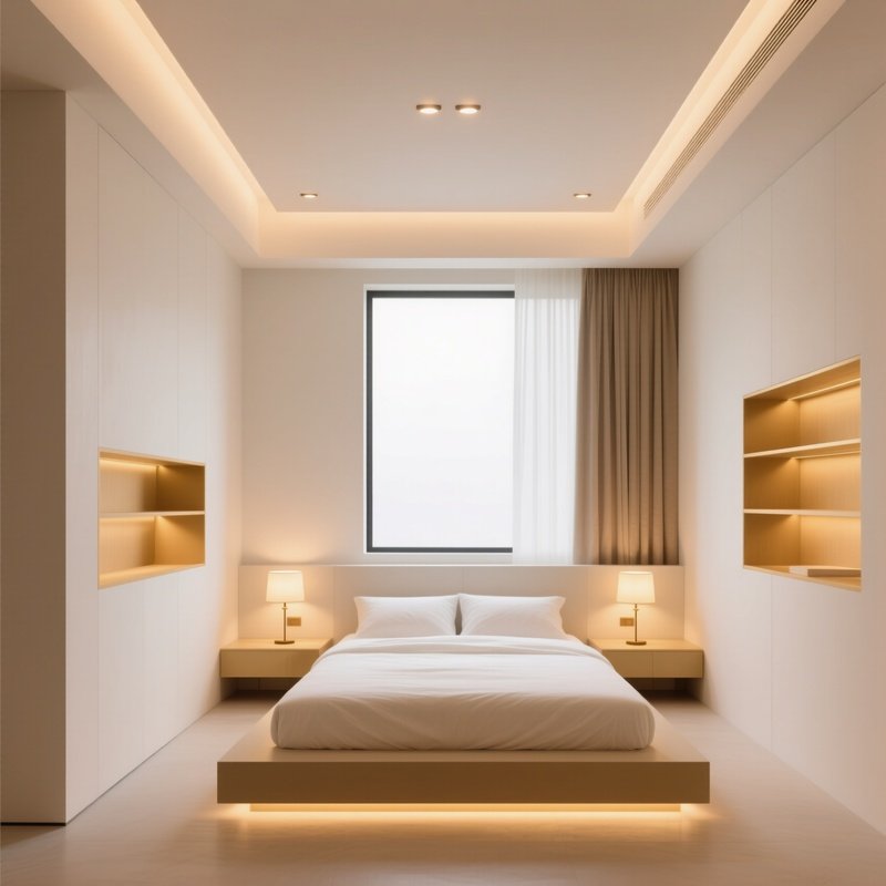Modern Bedroom Clean Lines Warm Lighting