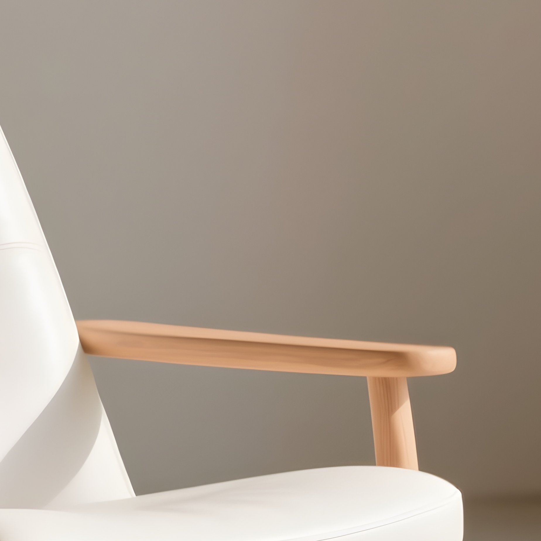 Modern Classic Lounge Chair White Leather Wood - Full Resolution Quality Preview